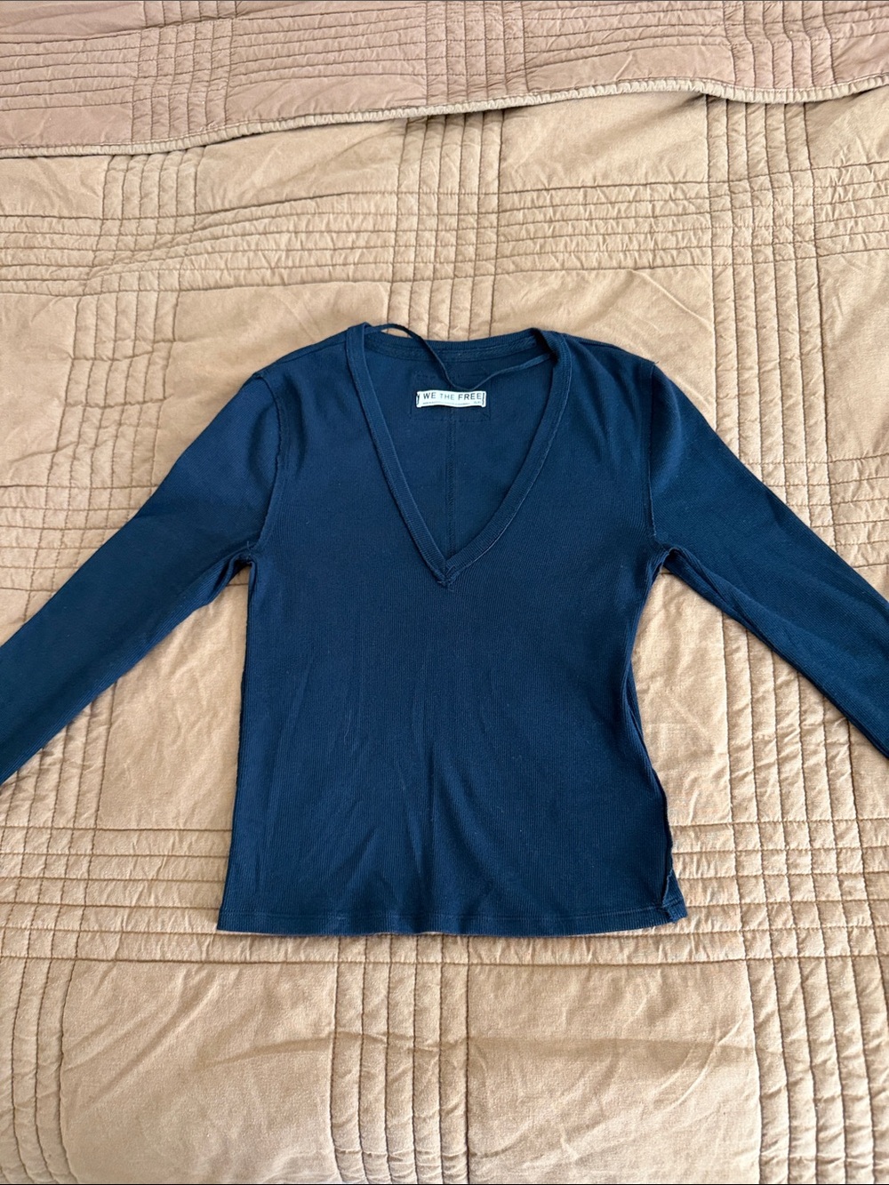 Women’s We The Free Black Ribbed V-Neck T-Shirt - Size S